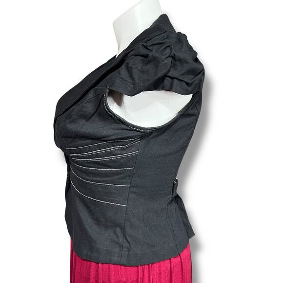 Y2K My Michelle Womens Blazer Suit Jacket Short Sleeve Fitted Button Close Black - Picture 4 of 10